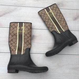 Coach Monogram Rubber Rain Boots